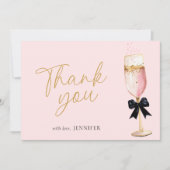 Roze Champagne Bruisende Bruidsfeest Bedankkaart (Voorkant)