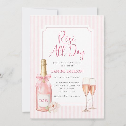 Roze Champagne Bruisende Bruidsfeest Kaart (Voorkant)