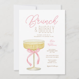 Roze Champagne Brunch & Bruisende Bruiloft Borrel Kaart