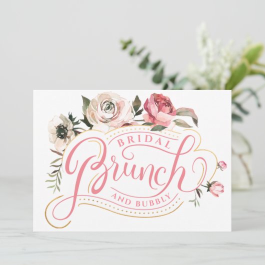 Roze Champagne | Brunch en breekbaar Vrijgezellenf Kaart (Staand voorkant)