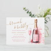 Roze Champagne Brunch En Bruisende Bruidsborrel  Kaart (Staand voorkant)