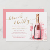 Roze Champagne Brunch En Bruisende Bruidsborrel  Kaart (Voorkant / Achterkant)