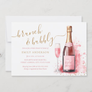 Roze Champagne Brunch En Bruisende Bruidsborrel Kaart