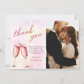 Roze Champagne Brunch En Bruisende Bruidsfeest Bedankkaart (Voorkant)