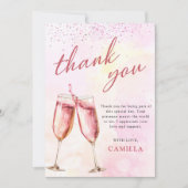 Roze Champagne Brunch En Bruisende Bruidsfeest Bor Bedankkaart (Voorkant)