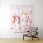 Roze Champagne Brunch En Bruisende Bruidsfeest Wandkleed (In situ)