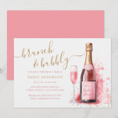 Roze champagne brunch en bubble Vrijgezellenfeest Kaart (Voorkant / Achterkant)