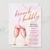 Roze champagne brunch en bubble Vrijgezellenfeest Kaart (Voorkant)