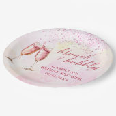 Roze champagne brunch en bubble Vrijgezellenfeest Papieren Bordje (Gekanteld)
