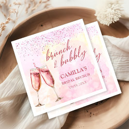 Roze champagne brunch en bubble Vrijgezellenfeest Servet