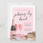Roze Champagne Brunch Galentine's Day Kaart (Voorkant)