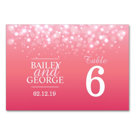 Roze champagne bubbels Bruiloft tafel nummers Kaart (Voorkant)