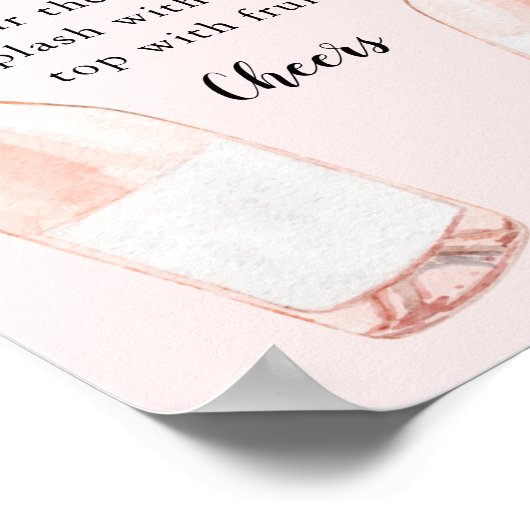Roze champagne Bubble Bar Sign Poster (Hoek)