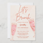 Roze Champagne Bubble Laten we Brunch Elk Evenemen Kaart (Voorkant)