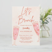 Roze Champagne Bubble Laten we Brunch Elk Evenemen Kaart (Staand voorkant)