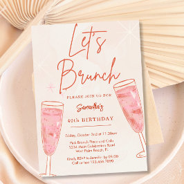 Roze Champagne Bubble Laten we Brunch Elk Evenemen Kaart