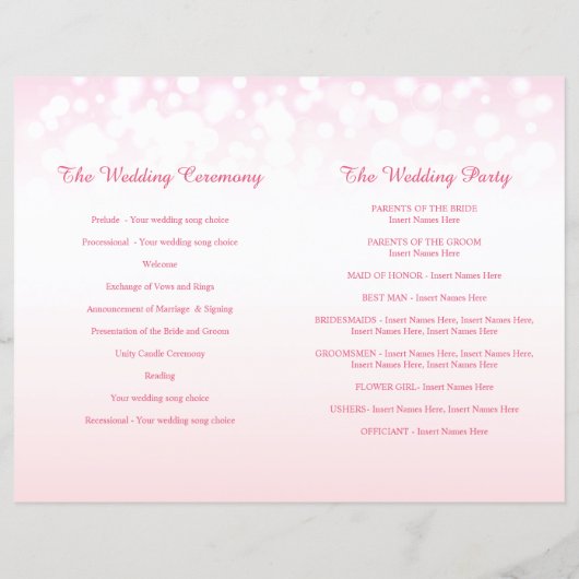 Roze champagne bubble trouwprogramma (Achterkant)