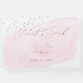 Roze Champagne Bubbles Blush Waterverf Sample Gastenboek