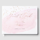 Roze Champagne Bubbles Blush Waterverf Swatch Gastenboek (Voorkant)