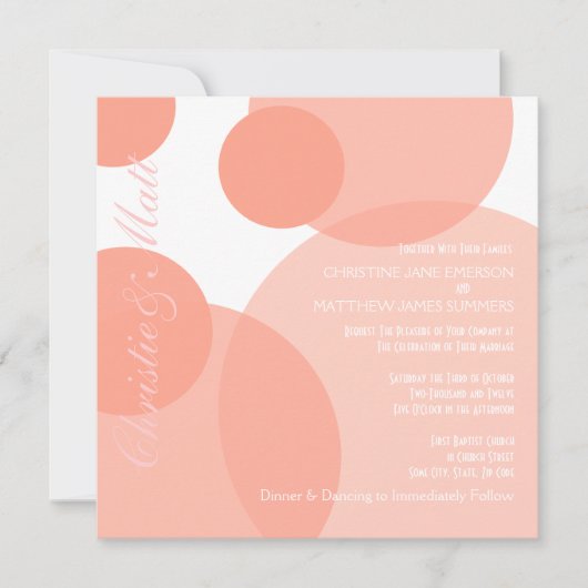 Roze Champagne Bubbles Moderne Wedding Invitations Kaart (Voorkant)