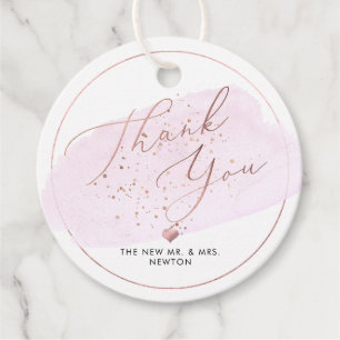 Roze Champagne Bubbles, Waterverf Dank u Bedankjes Labels