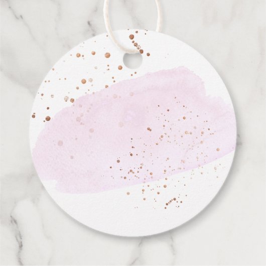 Roze Champagne Bubbles, Waterverf Dank u Bedankjes Labels (Achterkant)