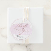 Roze Champagne Bubbles, Waterverf Dank u Bedankjes Labels (In situ)