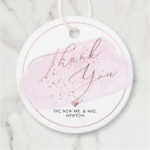 Roze Champagne Bubbles, Waterverf Dank u Bedankjes Labels (Voorkant)