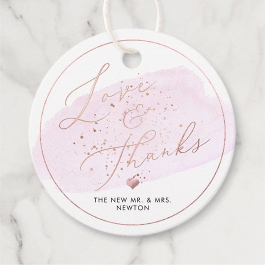 Roze Champagne Bubbles, Waterverf Dank u Bedankjes Labels (Voorkant)