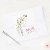 Roze champagne Cheers Floating Gold Hearts Wedding Vierkante Sticker (Envelop)