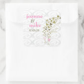 Roze champagne Cheers & Gold Hearts Wedding Party Vierkante Sticker (Tas)