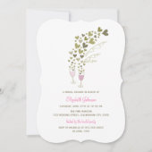 Roze champagne Cheers Hearts Vrijgezellenfeest Inv Kaart (Voorkant)