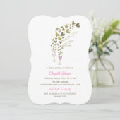 Roze champagne Cheers Hearts Vrijgezellenfeest Inv Kaart (Staand voorkant)