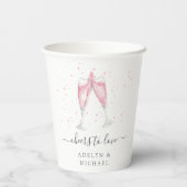 Roze champagne "Cheers to Love" Personalized Papieren Bekers (Achterkant)