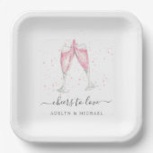 Roze champagne "Cheers to Love" Personalized Papieren Bordje (Voorkant)