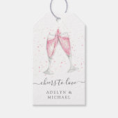 Roze Champagne "Cheers to Love" Persoonlijke avor Cadeaulabel (Voorkant)