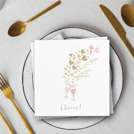 Roze champagne Cheers Verloving Wedding Party Servetten