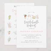 Roze champagne chic bachelorette aankondiging (Voorkant / Achterkant)
