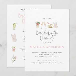 Roze champagne chic bachelorette aankondiging