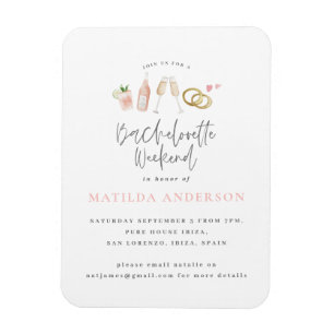 Roze champagne chic bachelorette route magneet
