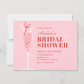Roze champagne cocktail bruidsshower kaart (Voorkant)