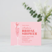 Roze champagne cocktail bruidsshower kaart (Staand voorkant)