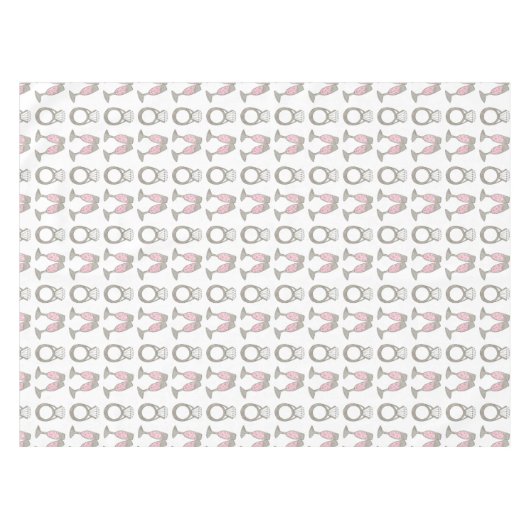 Roze Champagne Diamond Ring Wedding Tablecloth Tafelkleed (Voorkant (Horizontaal))