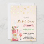 Roze champagne-douchethema uitnodiging (Voorkant)