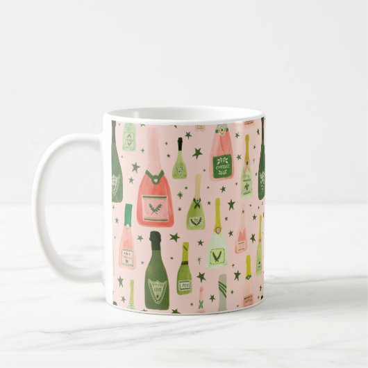 Roze champagne en stars Pattern Koffiemok (Links)