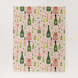 Roze champagne en stars Pattern Legpuzzel