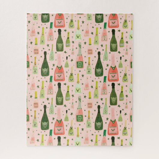 Roze champagne en stars Pattern Legpuzzel (Verticaal)