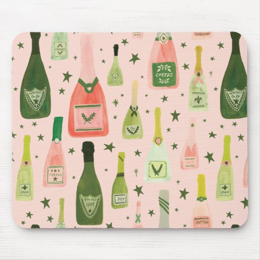 Roze champagne en stars Pattern Muismat (Voorkant)