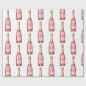 Roze champagne flessen vieren cadeaupapier (Vlak)
