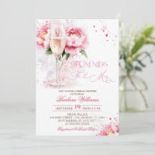 Roze Champagne Floral Vrijgezellenfeest Kaart (Staand voorkant)